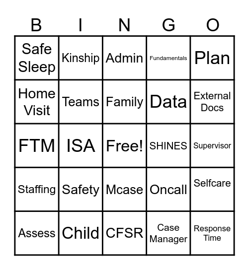 All About DFCS Bingo Card