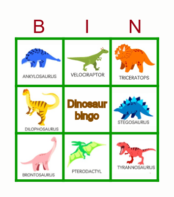 MCCC Dinosaur bingo Card