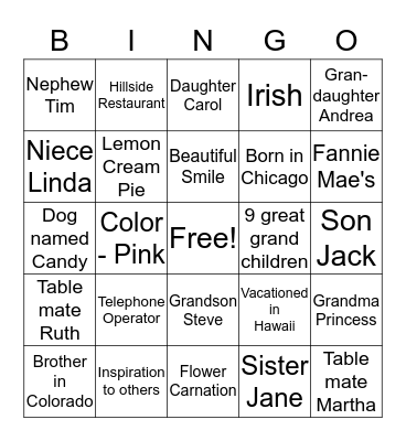 Dotties 100th Birthday Bingo Game! Bingo Card