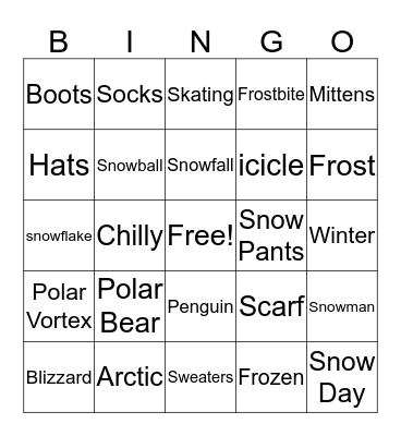 Winter Bingo Card