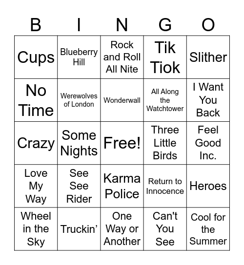 A2 bingo card