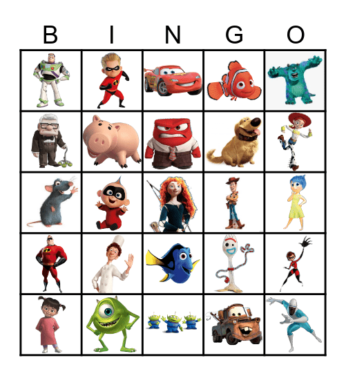 Pixar Bingo Card