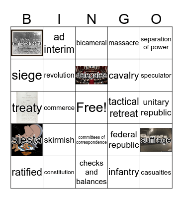 Era 5 Vocab Bingo Card