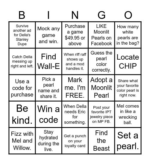 Say BINGO Saturday Bingo Card