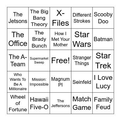 TV Theme Songs Bingo Card