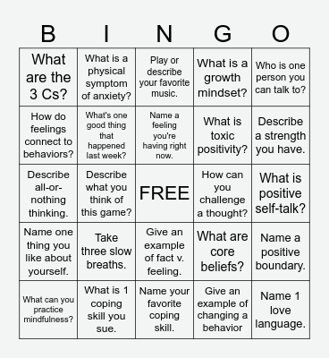 CBT Bingo Card