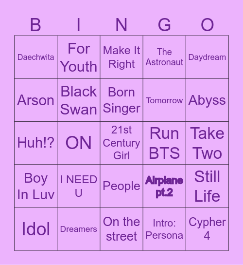 @maiestro_727 Bingo Card