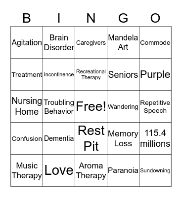 Dementia: Seniors Loves Seniors Bingo Card