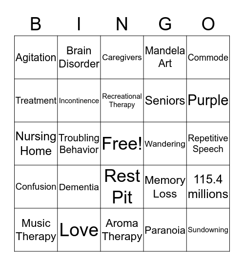 Dementia: Seniors Loves Seniors Bingo Card