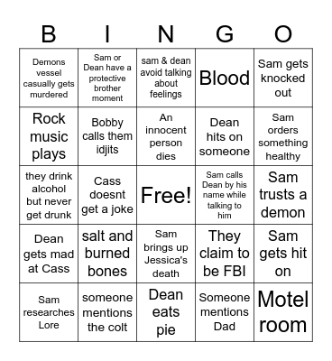 SPN (Early seasons) Bingo Card