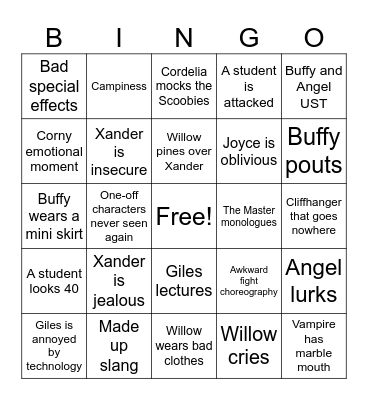 Buffy S1 Bingo Card