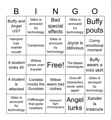 Buffy S1 Bingo Card
