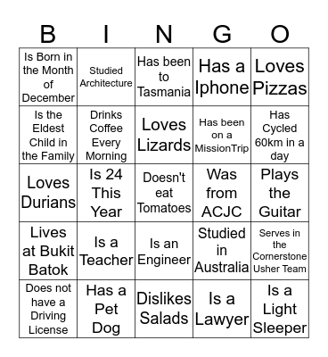 FIND SOMEONE WHO.... Bingo Card