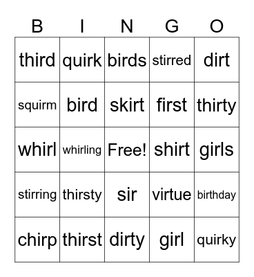 ir Bingo Card