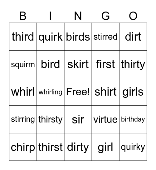 ir Bingo Card