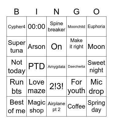 Vantebearrrrr Bingo Card