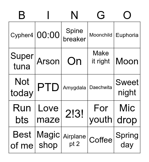 Vantebearrrrr Bingo Card