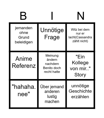 Alex Bingo Card