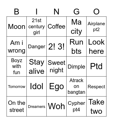 @_bangtanies_7 Bingo Card