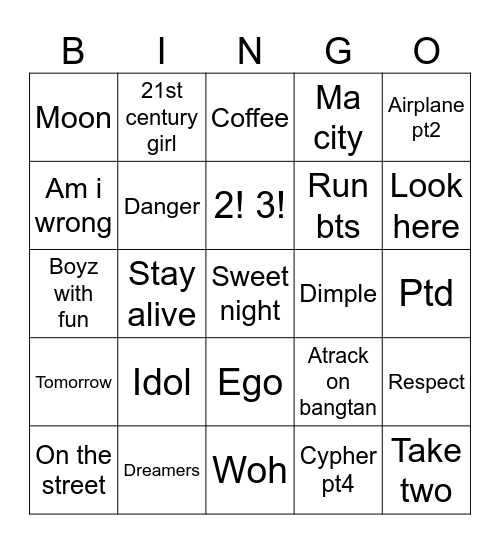 @_bangtanies_7 Bingo Card