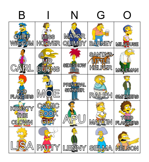 SIMPSONS BINGO Card