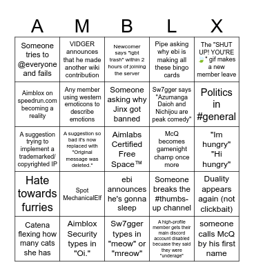 oOoOoh AiMBlox BinGo Card