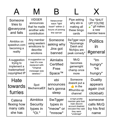 oOoOoh AiMBlox BinGo Card