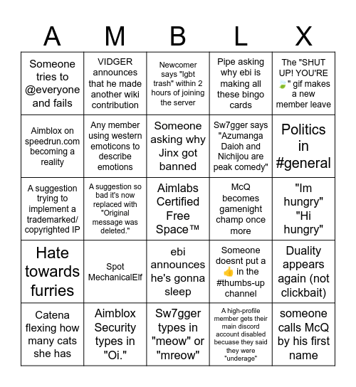 oOoOoh AiMBlox BinGo Card