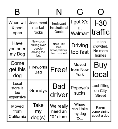 Royse Citizen Bingo Card