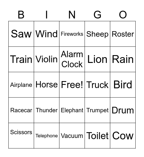 Sound Bingo Card