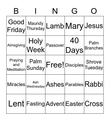 LENT BINGO Card