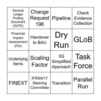 IFRS 9/17 Bingo Card