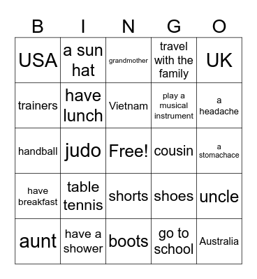 Fun Quest 3 Bingo Card