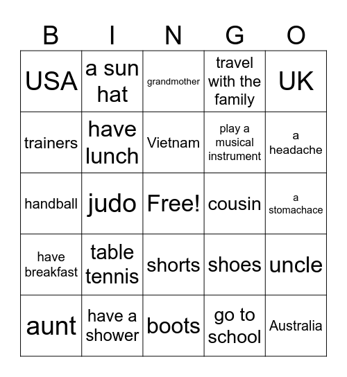 Fun Quest 3 Bingo Card