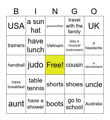 Fun Quest 3 Bingo Card