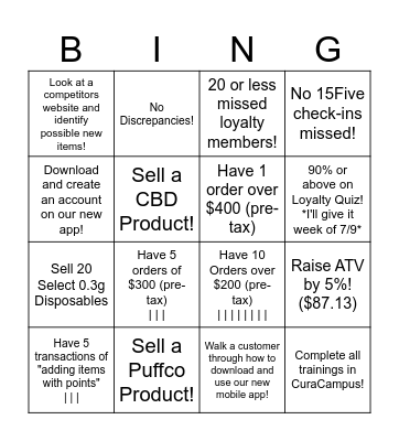 July Bingo Contest- Marianna & Autumn Bingo Card
