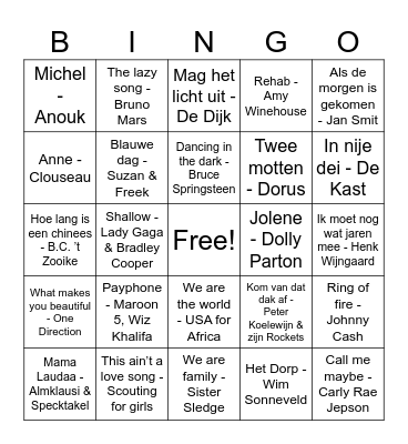 MUZIEKBINGO Card