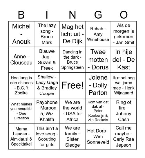 MUZIEKBINGO Card