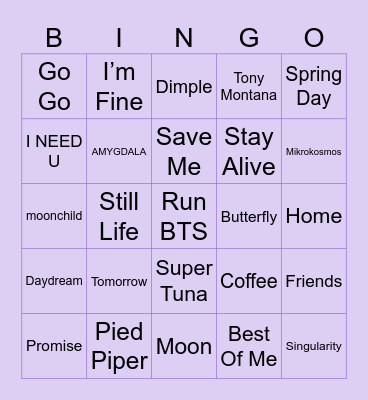BTS FESTA BLACKOUT Bingo Card