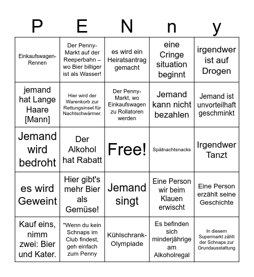 Penny Marki Bingu Bingo Card