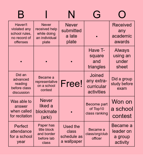 CvSU-Arki BINGO Card