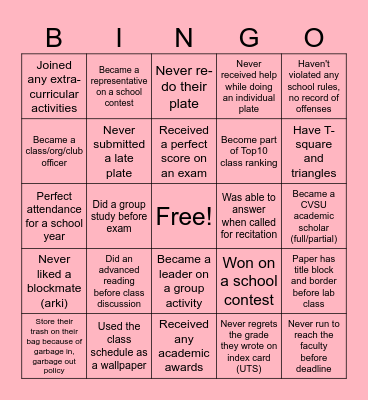 CvSU-Arki BINGO Card