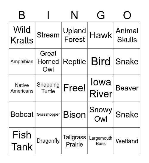 Calkins Camp Bingo Card