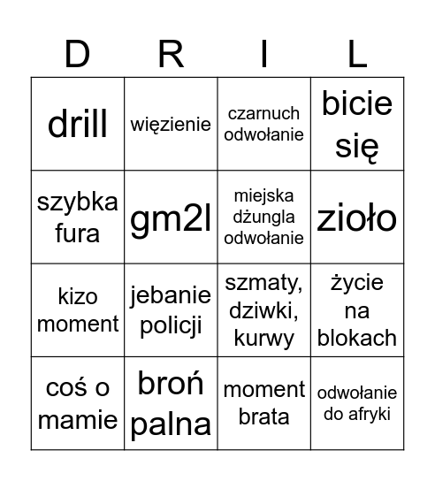 Drill bingo Card