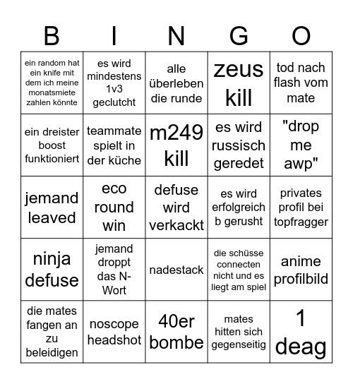 CS BINGI Bingo Card