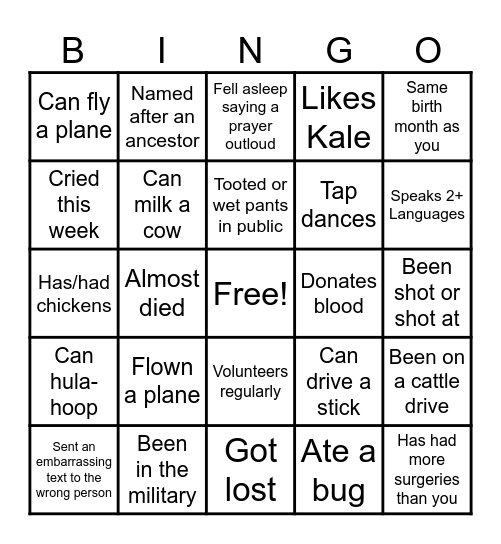 EMPTY NESTERS Bingo Card