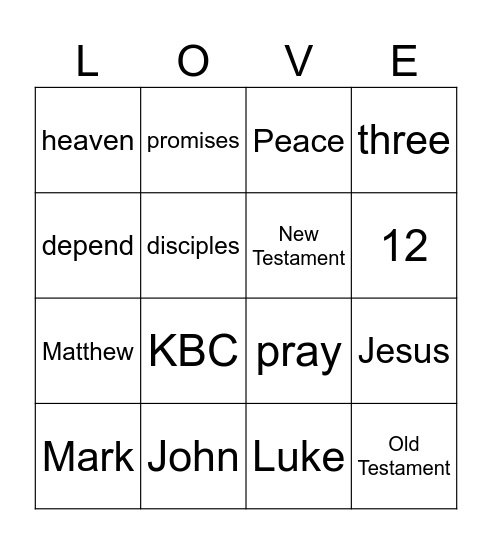 Jesus Ascends into Heaven Bingo Card