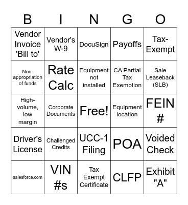 EFFI Documentation Bingo! Bingo Card