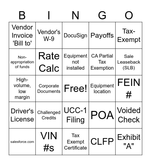 EFFI Documentation Bingo! Bingo Card