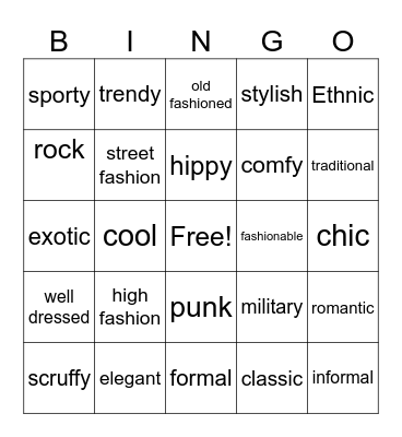 STYLES Bingo Card